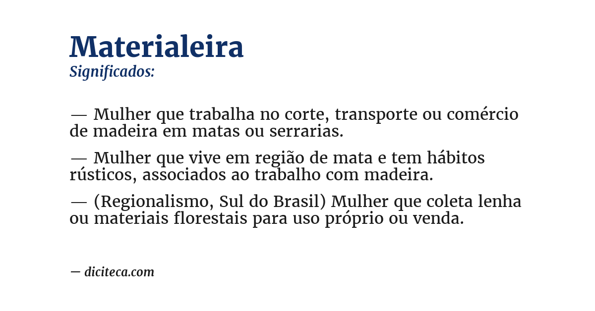 Significado de materialeira