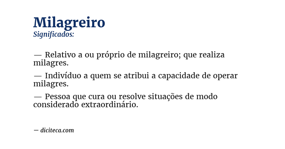 Significado de milagreiro