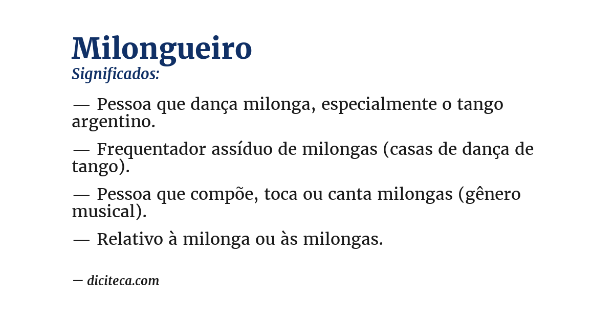 Significado de milongueiro