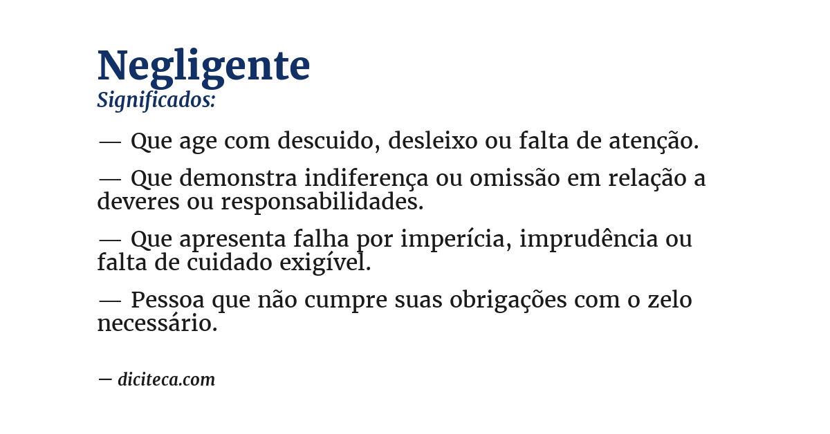 Significado de negligente