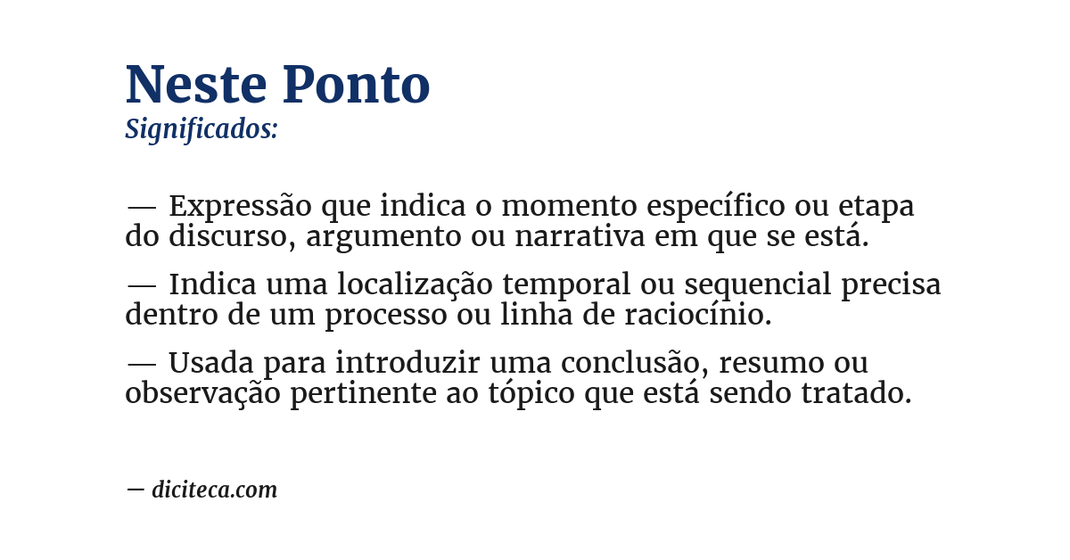 Significado de neste ponto