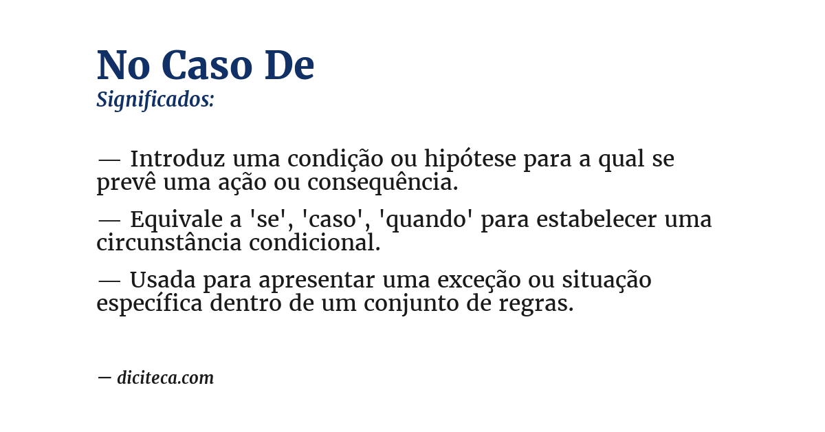 Significado de no caso de