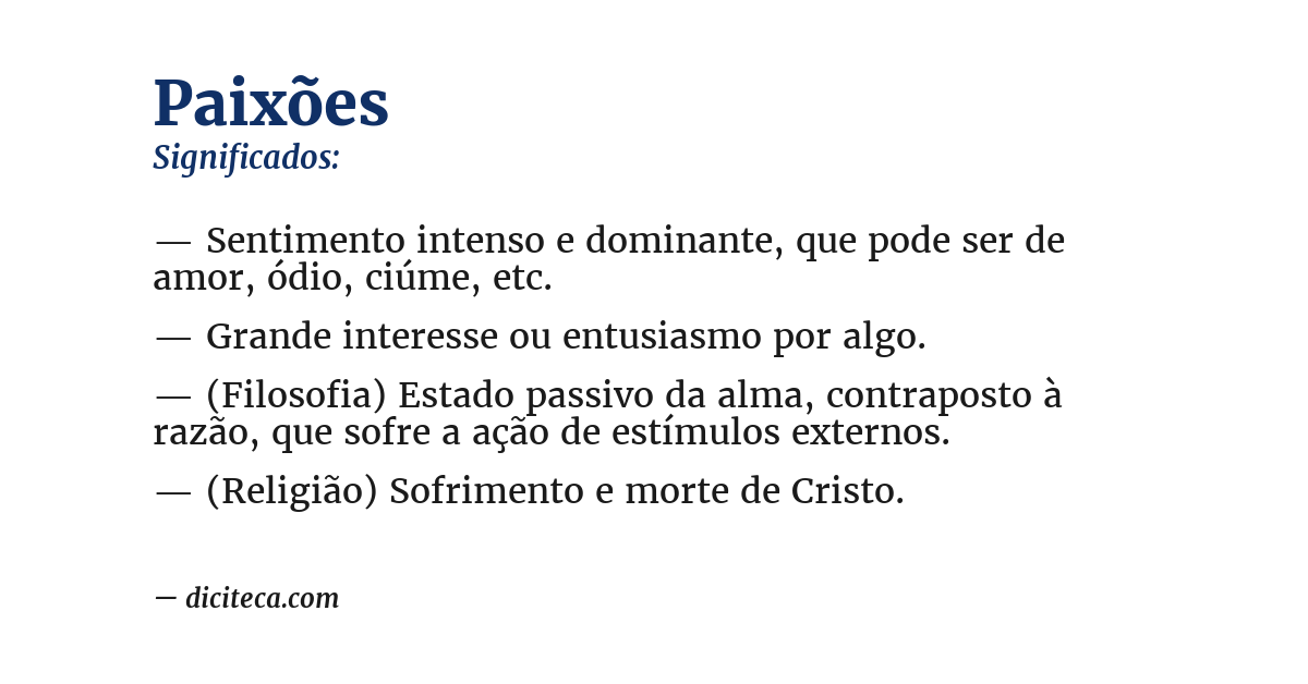 Significado de paixões