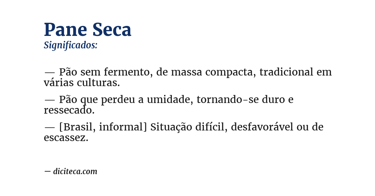 Significado de pane seca