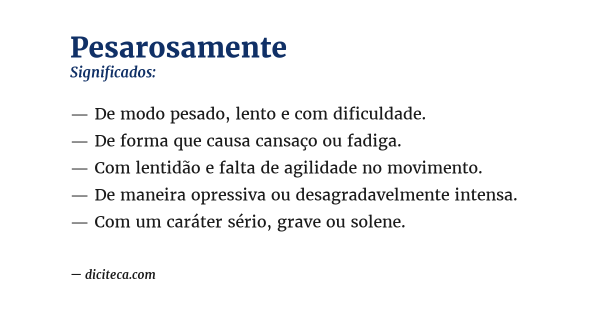 Significado de pesarosamente