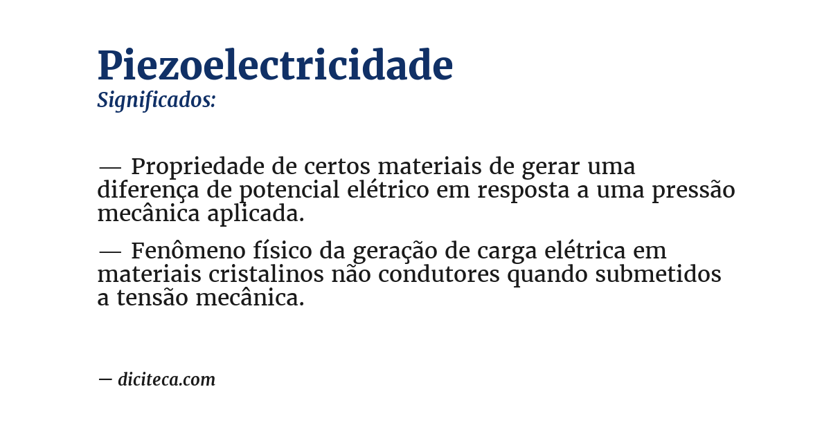 Significado de piezoelectricidade