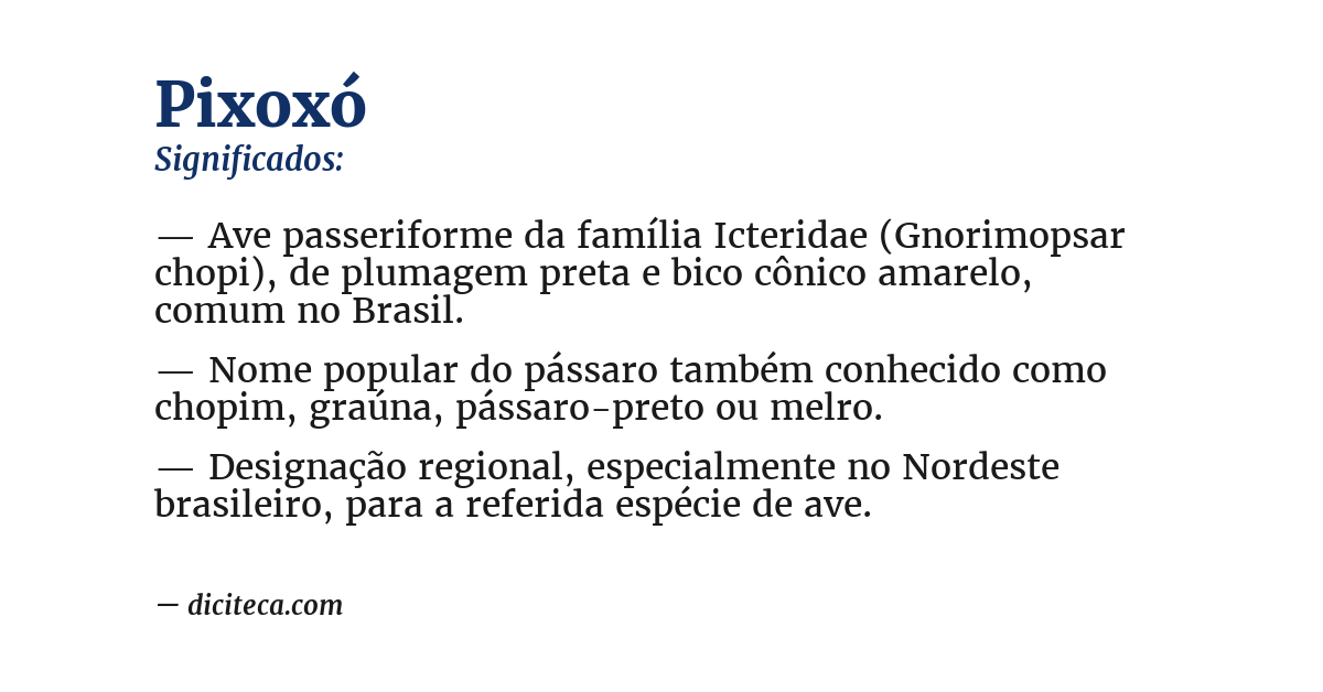 Significado de pixoxó