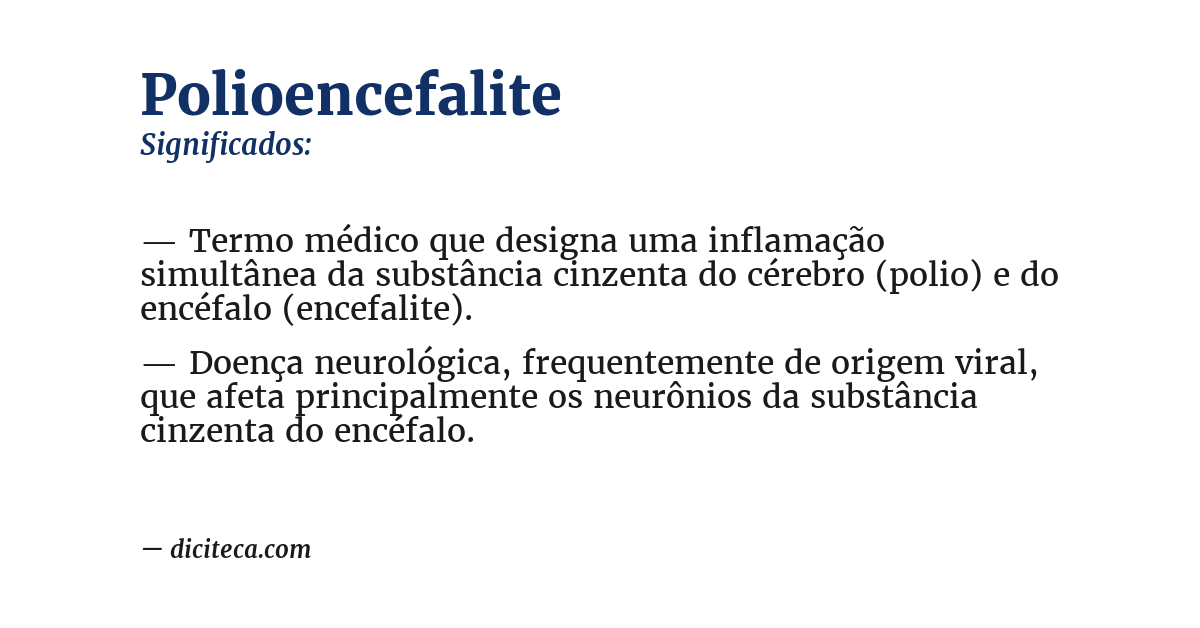 Significado de polioencefalite