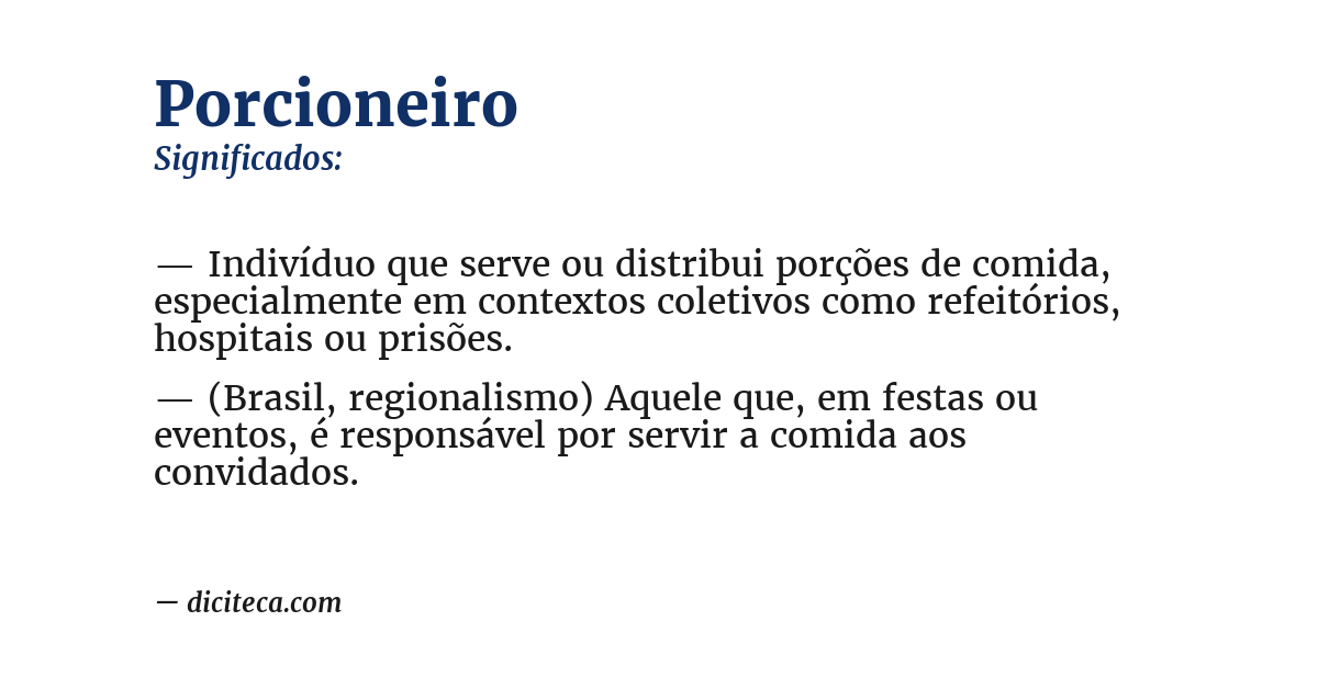 Significado de porcioneiro