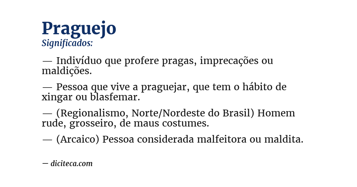 Significado de praguejo
