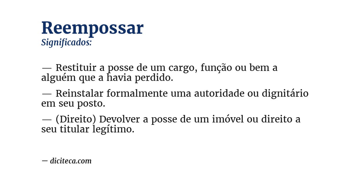 Significado de reempossar