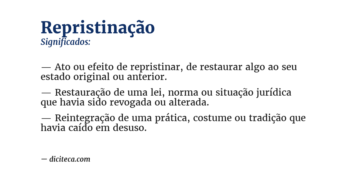Significado de repristinação
