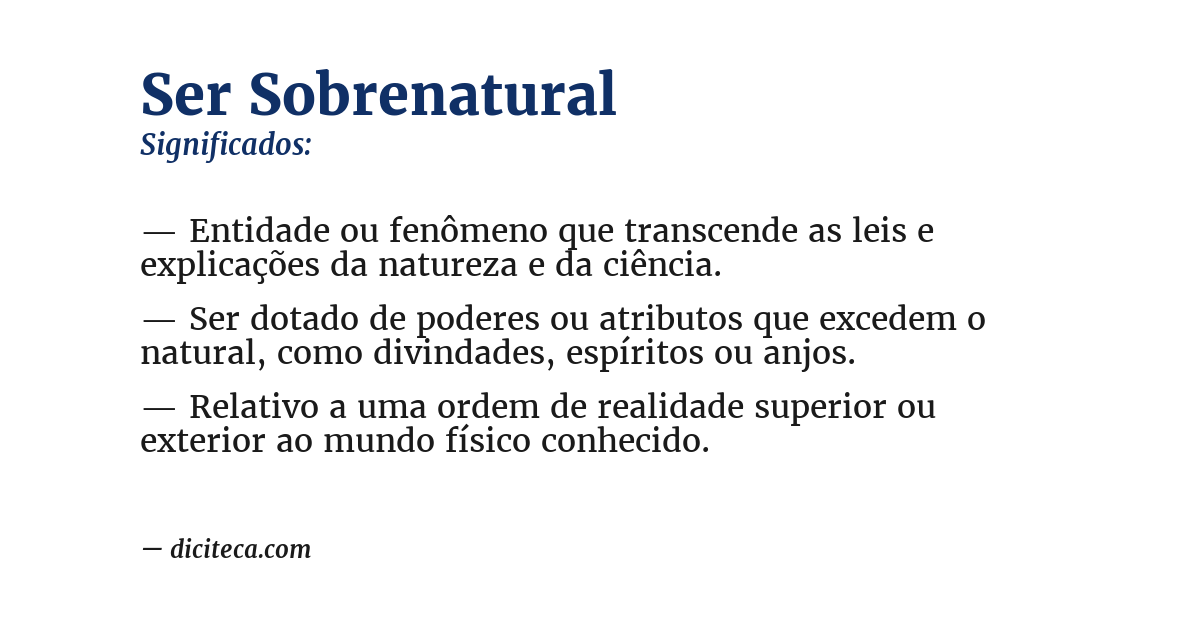 Significado de ser sobrenatural