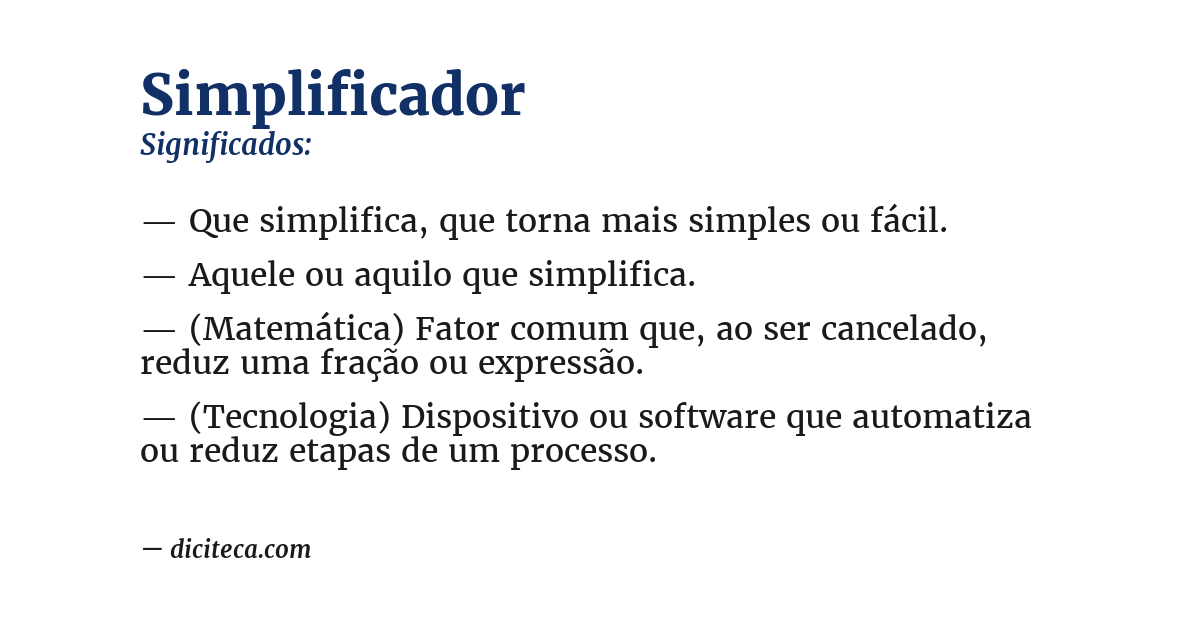 Significado de simplificador