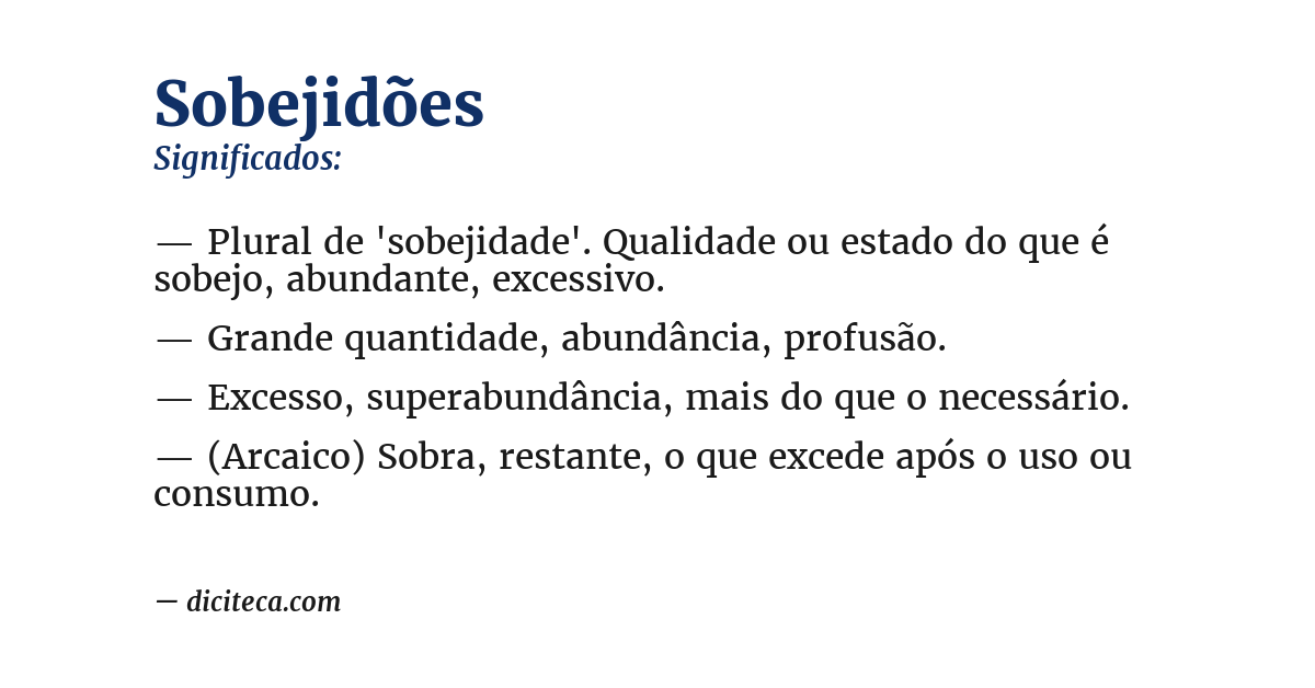 Significado de sobejidões