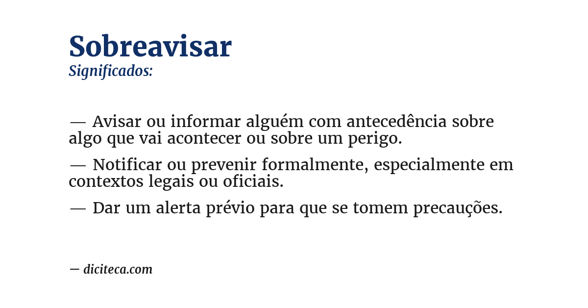 Significado de sobreavisar