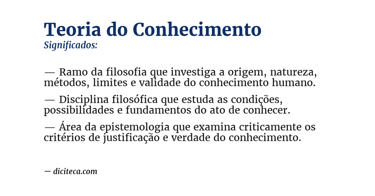 Significado de teoria do conhecimento