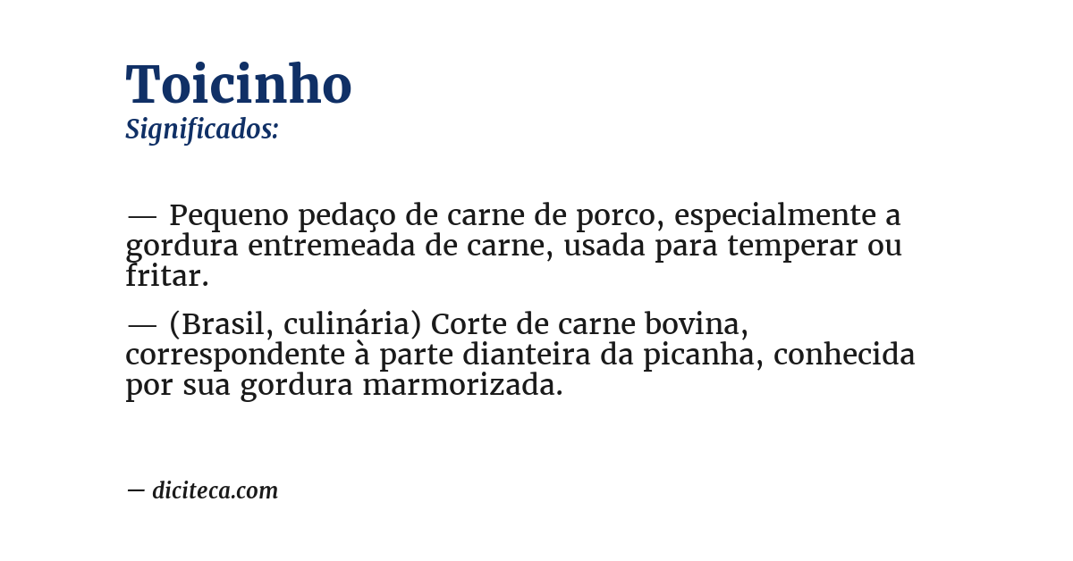 Significado de toicinho