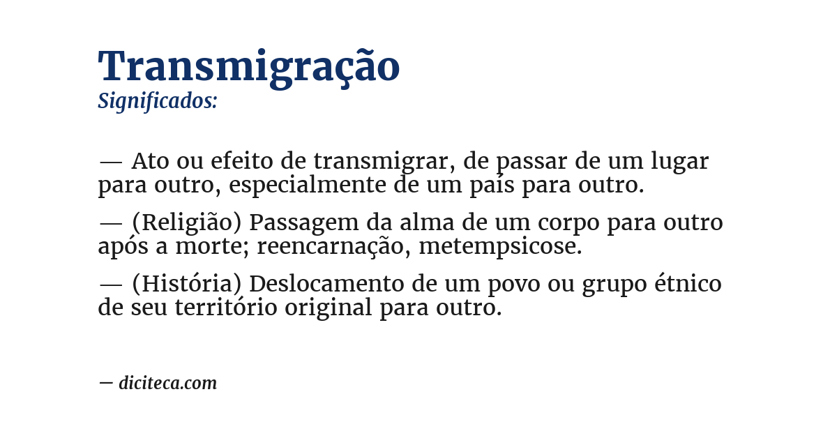 Significado de transmigração