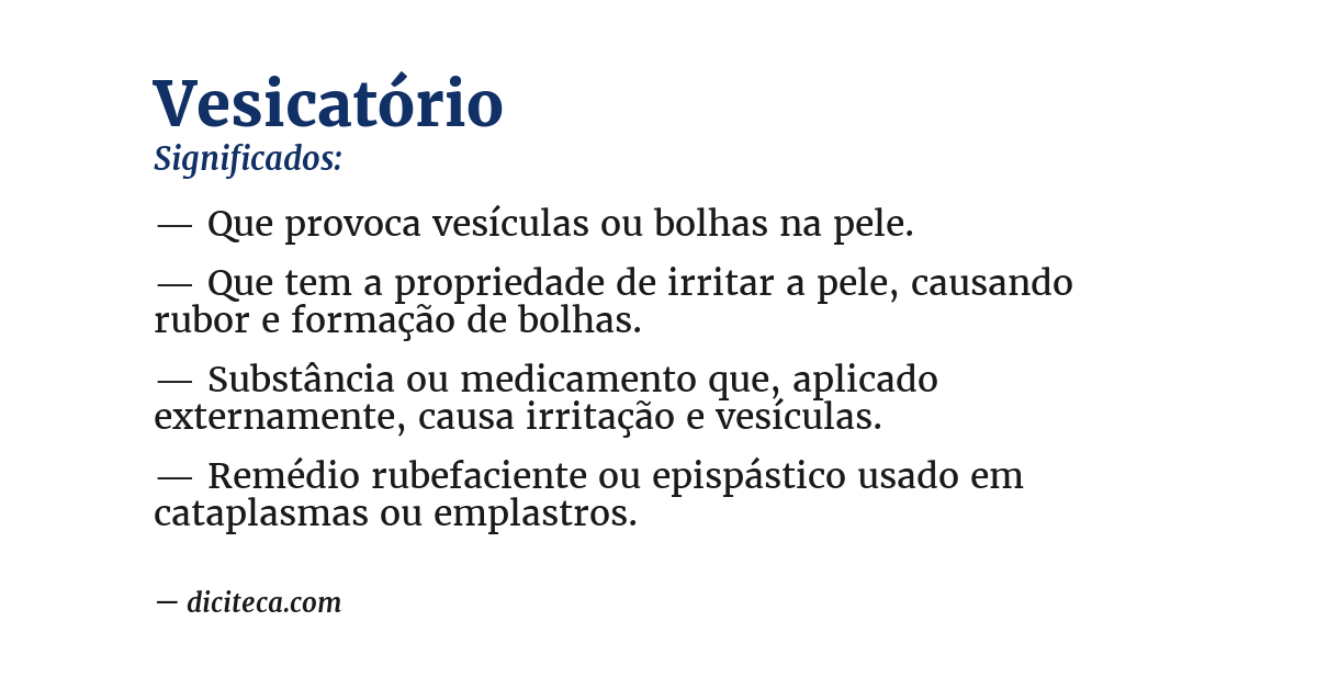 Significado de vesicatório