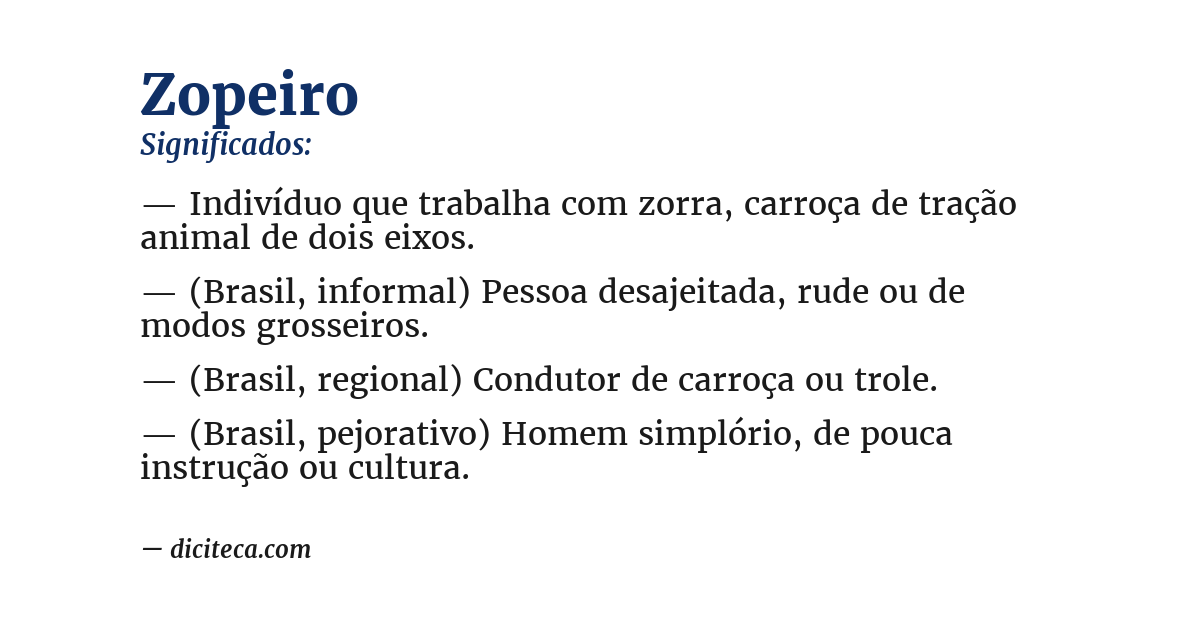 Significado de zopeiro