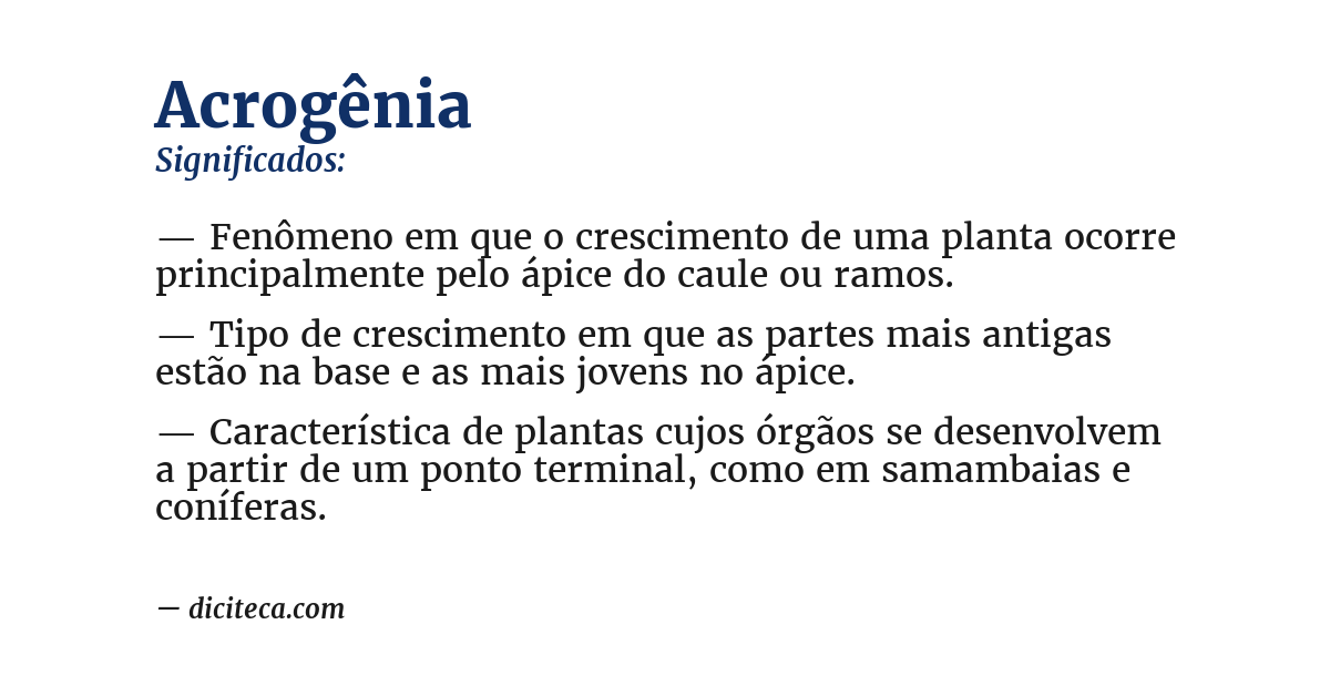 Significado de acrogênia