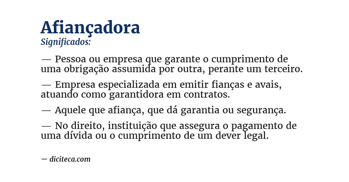 Significado de afiançadora