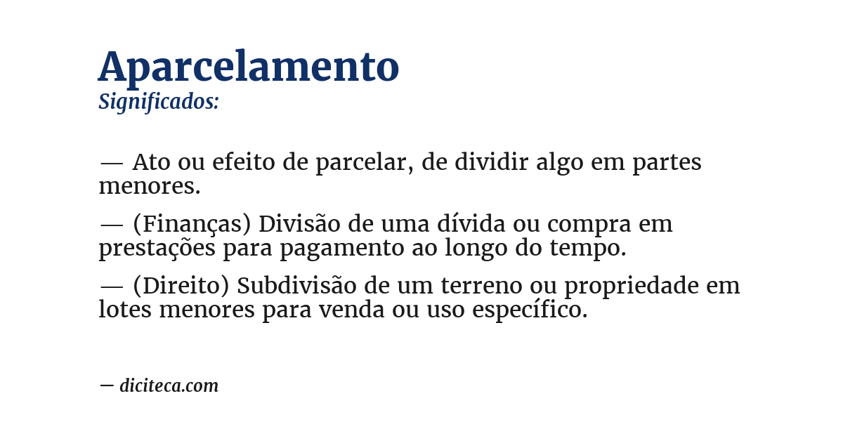Significado de aparcelamento