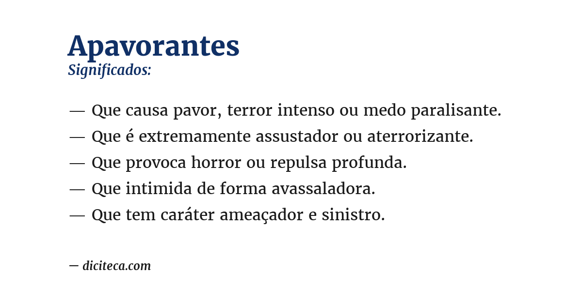 Significado de apavorantes