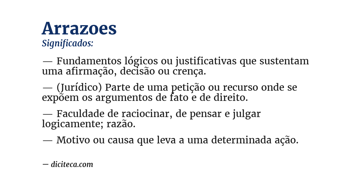 Significado de arrazoes