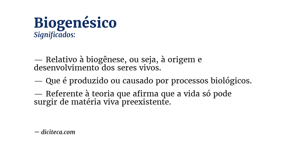 Significado de biogenésico