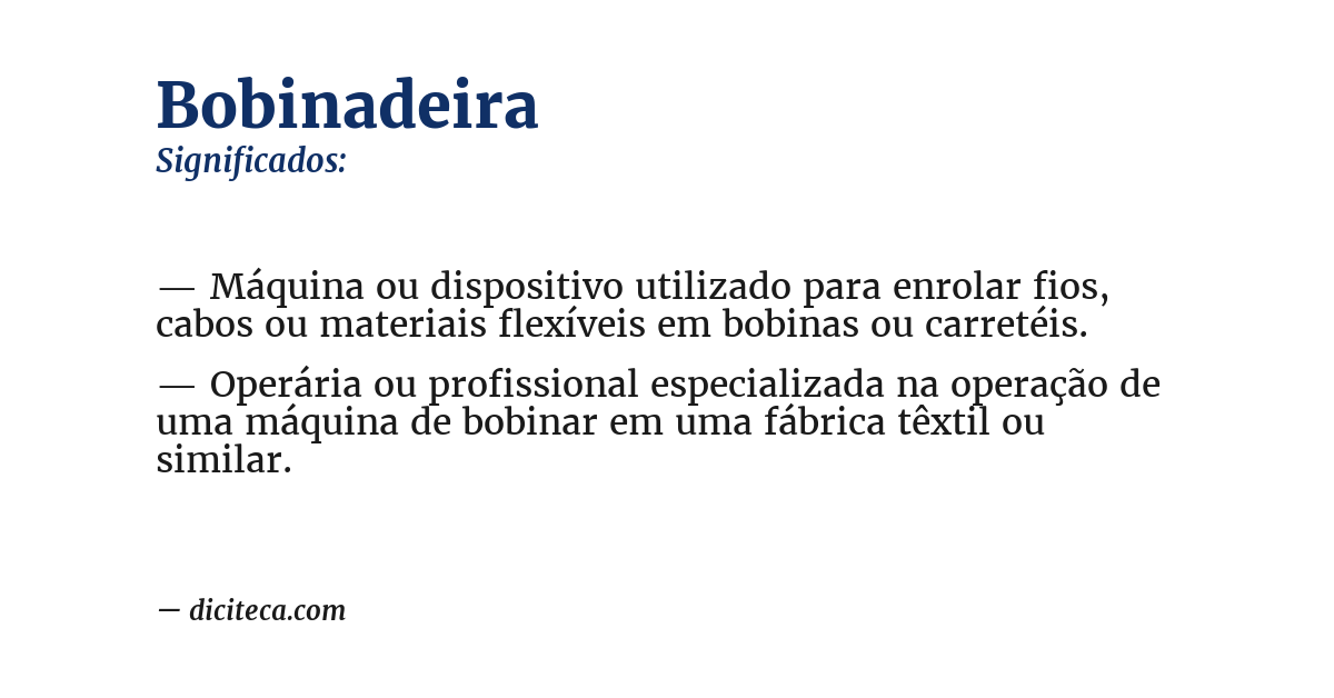 Significado de bobinadeira