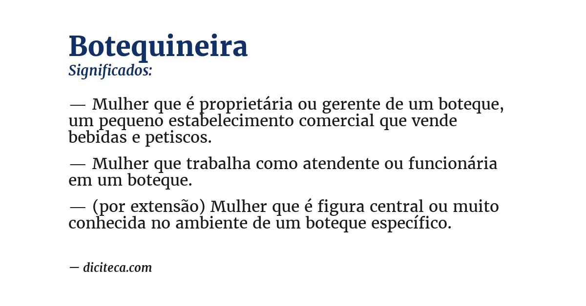 Significado de botequineira