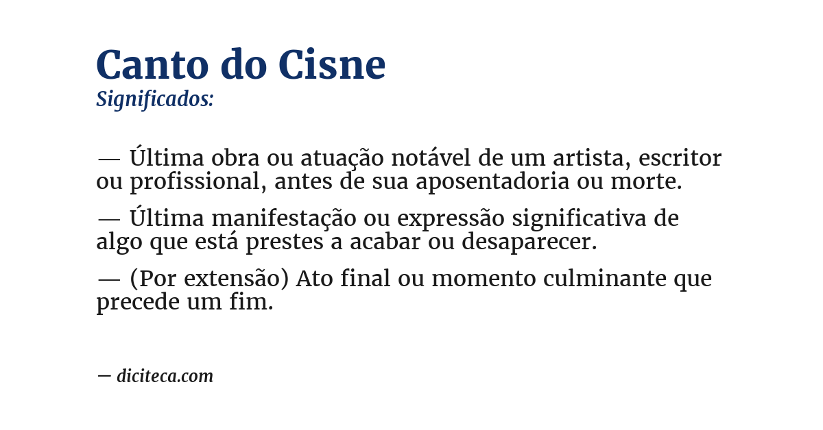 Significado de canto do cisne