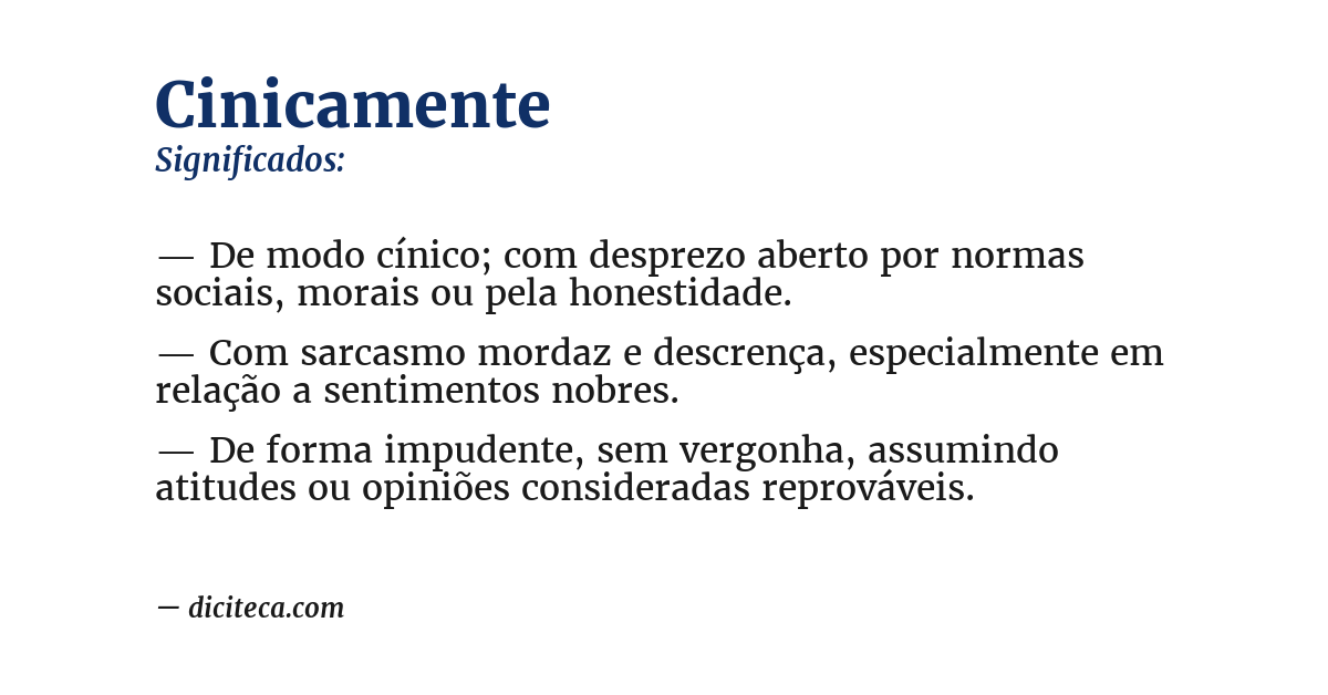 Significado de cinicamente
