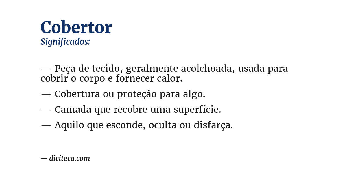 Significado de cobertor