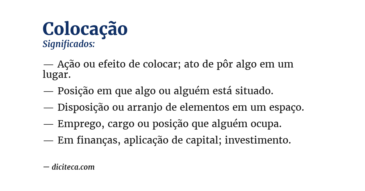 Significado de colocação