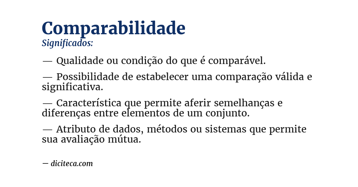 Significado de comparabilidade