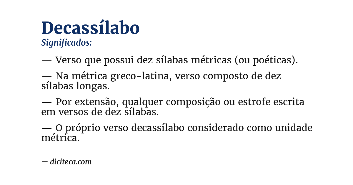 Significado de decassílabo