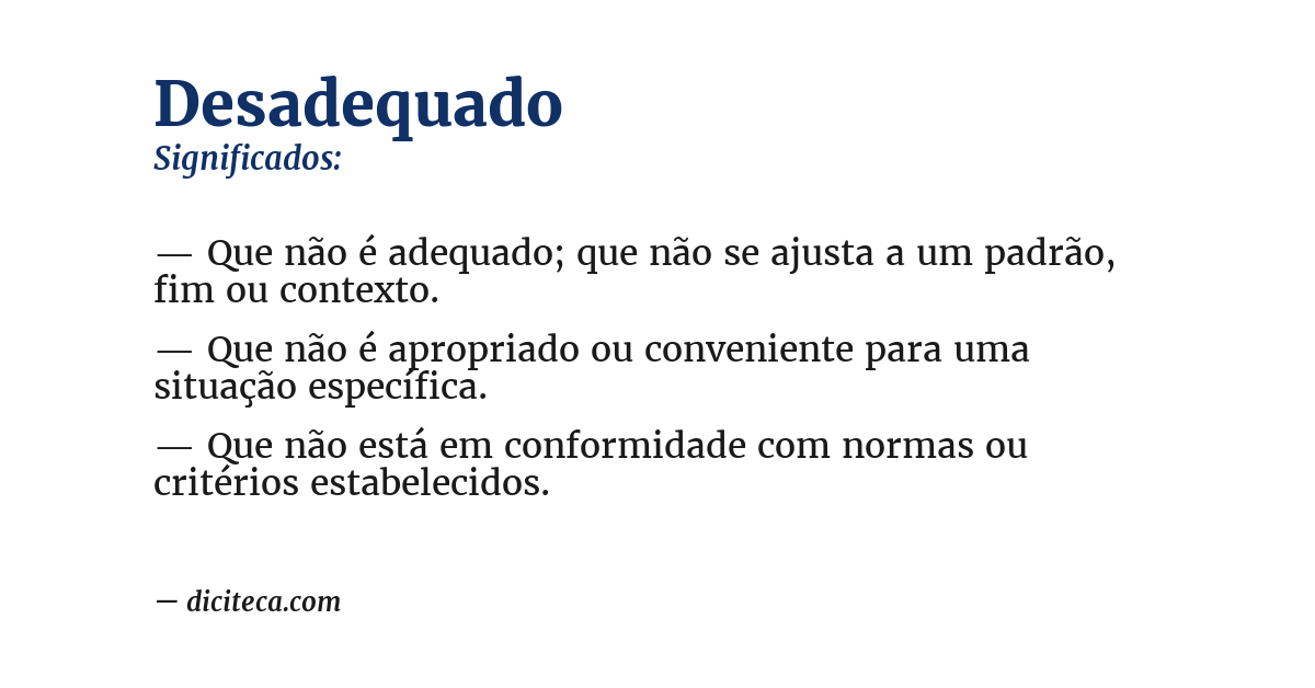 Significado de desadequado