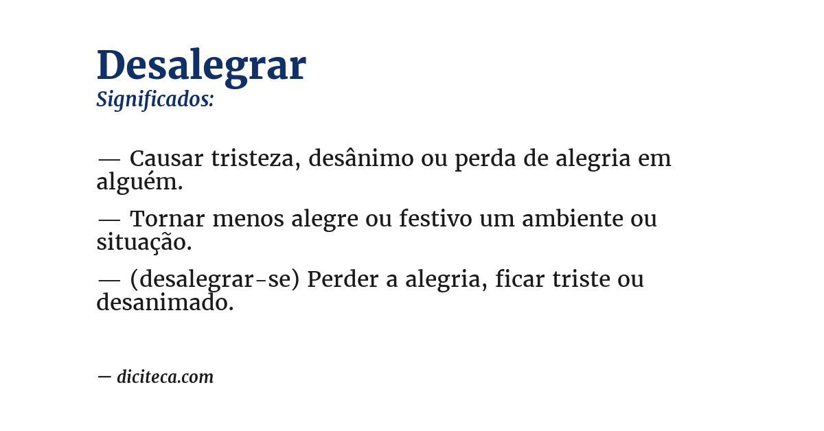 Significado de desalegrar
