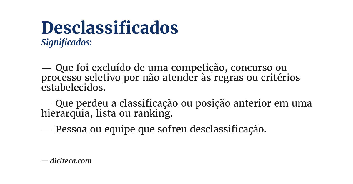 Significado de desclassificados