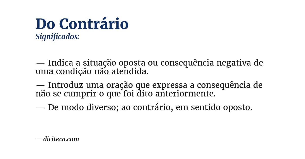 Significado de do contrário