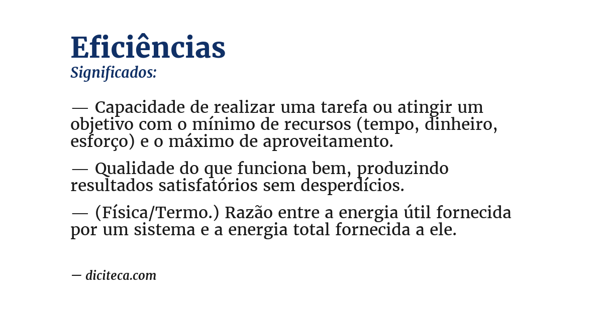 Significado de eficiências