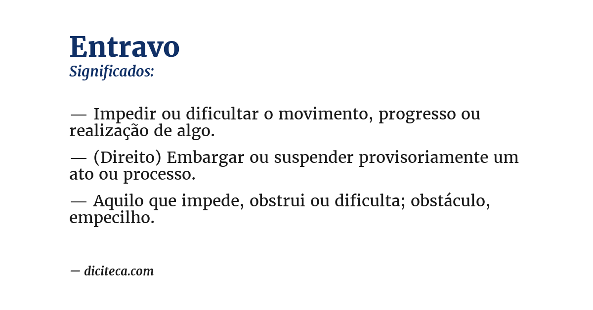 Significado de entravo