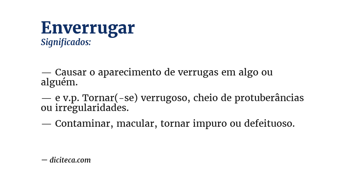 Significado de enverrugar