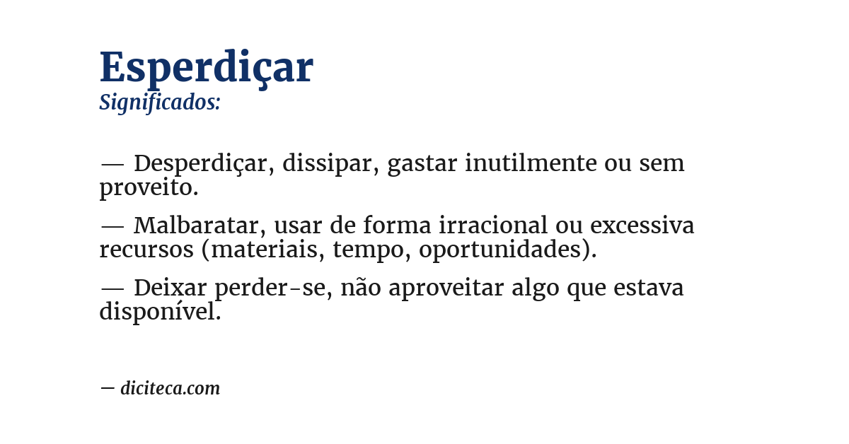 Significado de esperdiçar