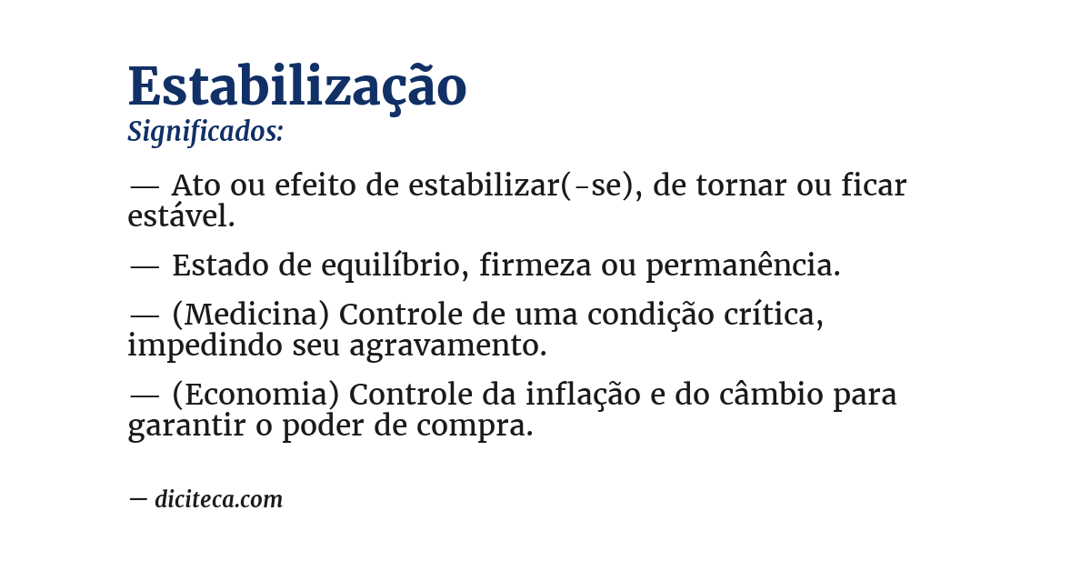 Significado de estabilização
