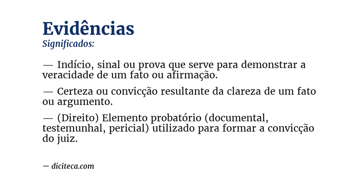 Significado de evidências