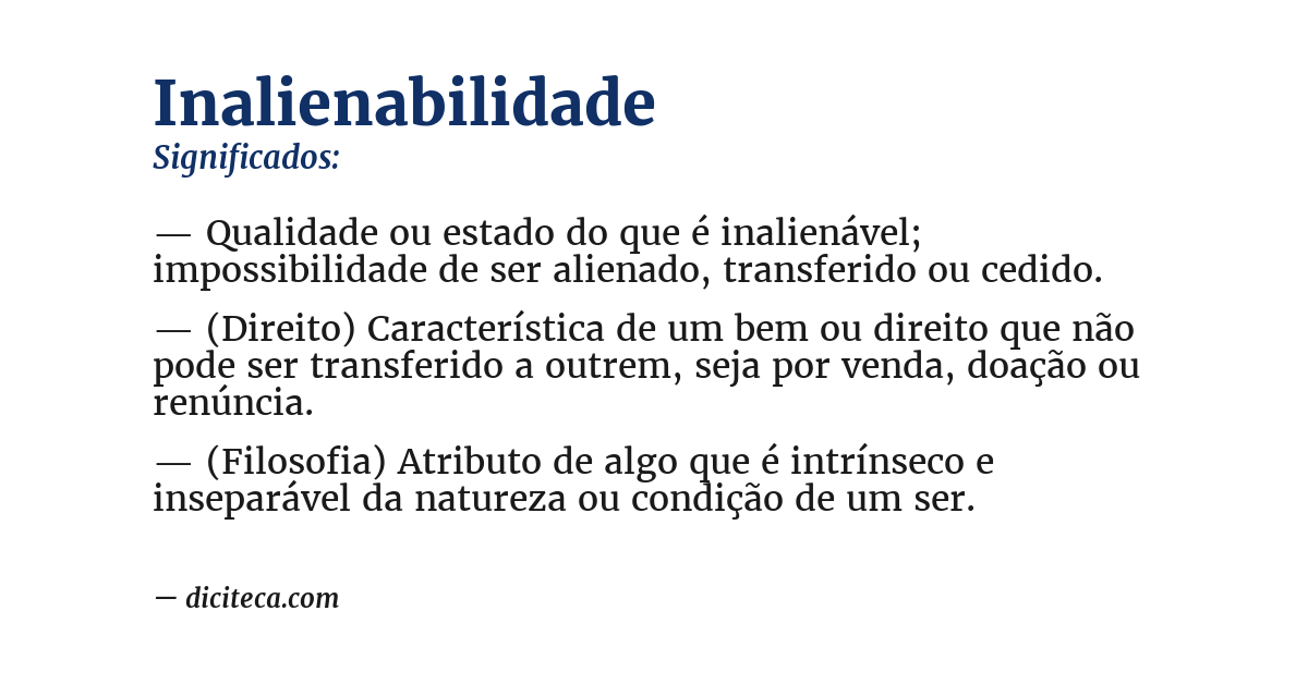 Significado de inalienabilidade